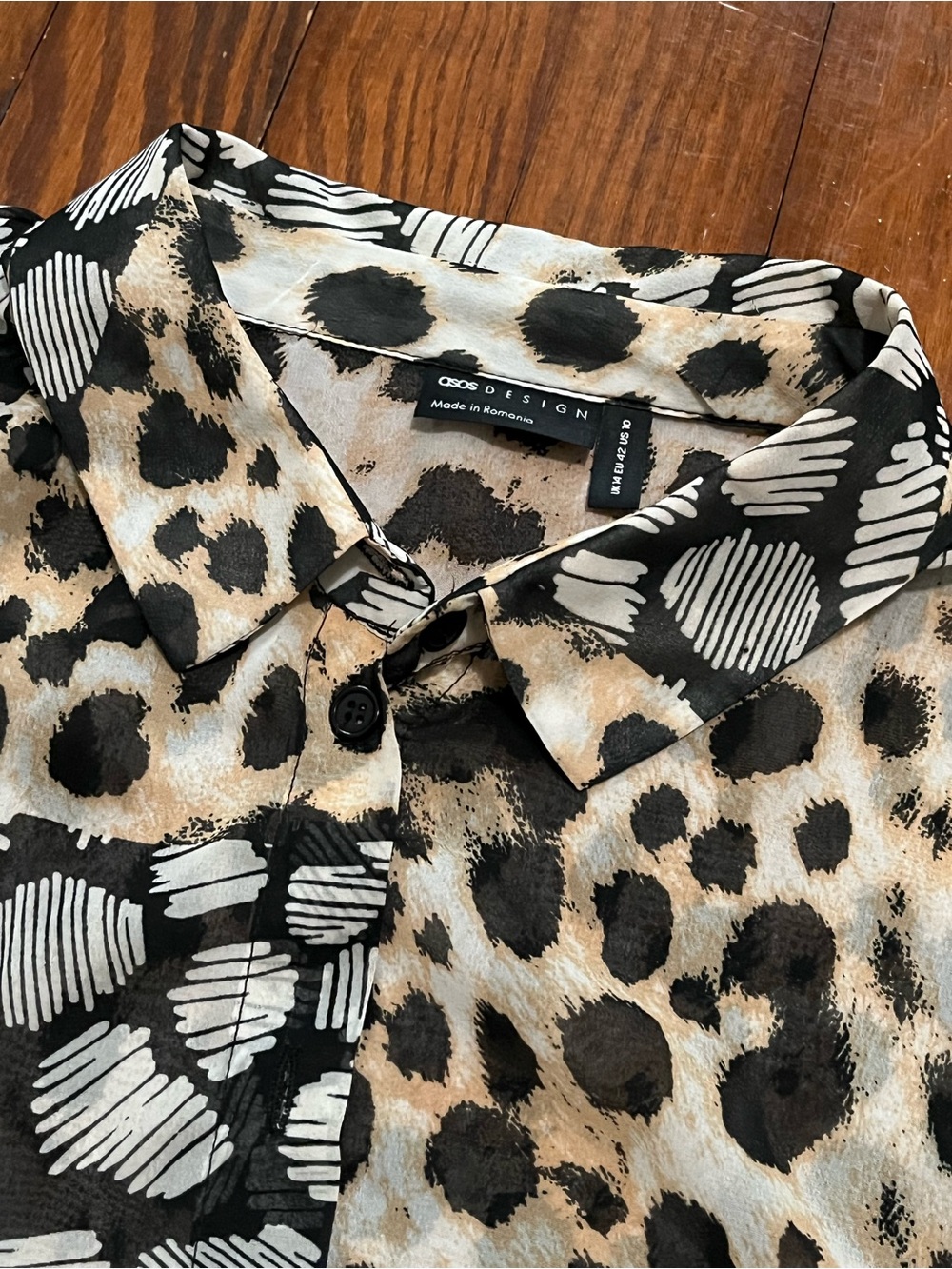 ASOS Leopard Print Button-Down Shirt in Black and Tan